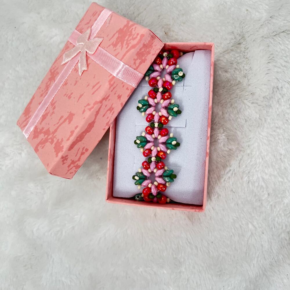 HANDMADE "Mary Ann" Bracelet in Pinks 7.5"   Boho   Artisan   Feminine
